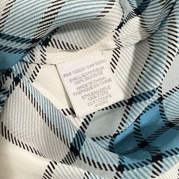 Joie Silk Shirt Medium Multi Color Plaid Buttons Up Roll Tab Sleeves - Picture 5 of 15